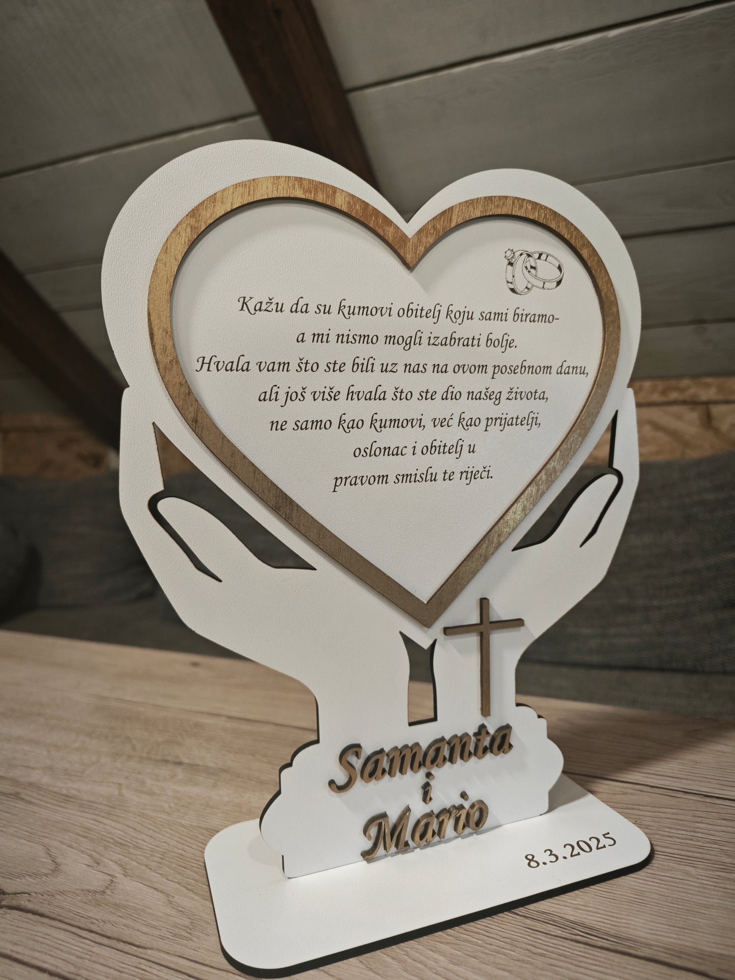 💖 Personalizirani poklon za kumove – Stalak s posvetom 💖