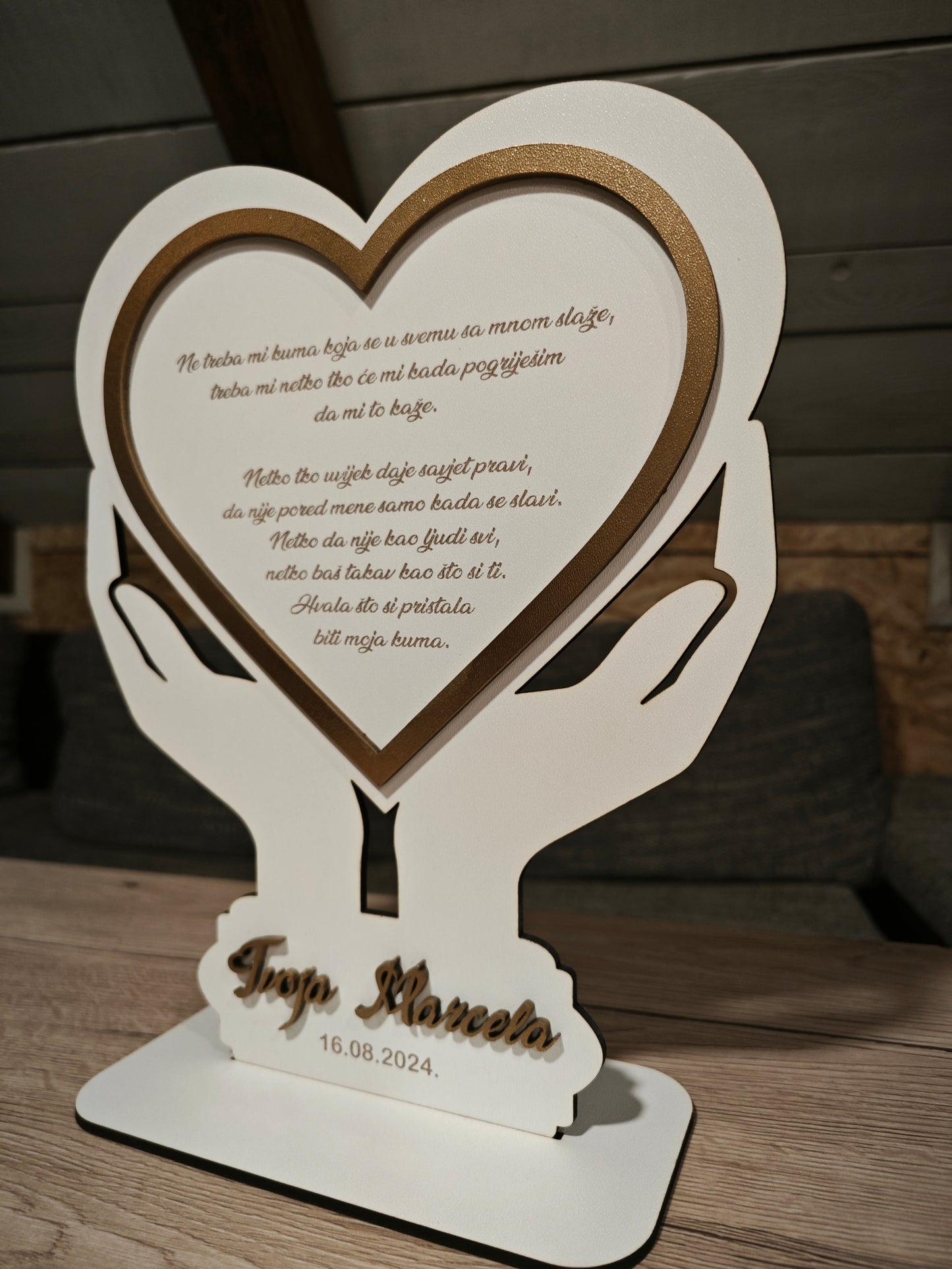 💖 Personalizirani poklon za kumove – Stalak s posvetom 💖