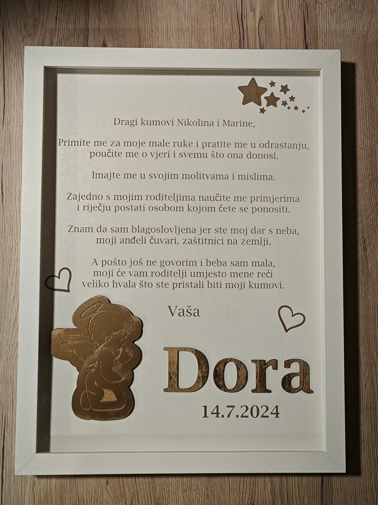 Personalizirani poklon za kumove – zahvalnica s imenom i datumom