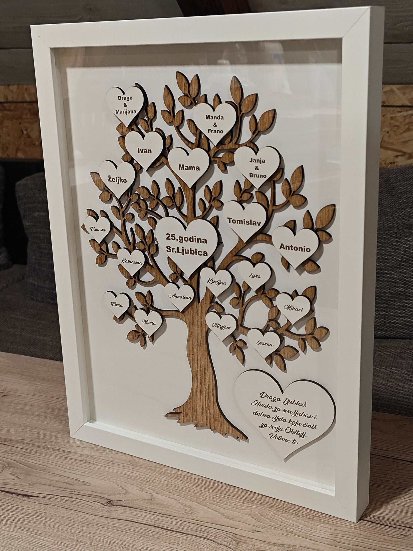 🌳 Personalizirano Obiteljsko Drvo – Unikatni Poklon u Okviru 🎁