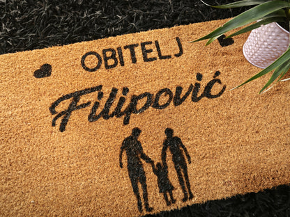 Personalizirani ulazni otirač – s prezimenom i motivom po tvojoj želji 🏡