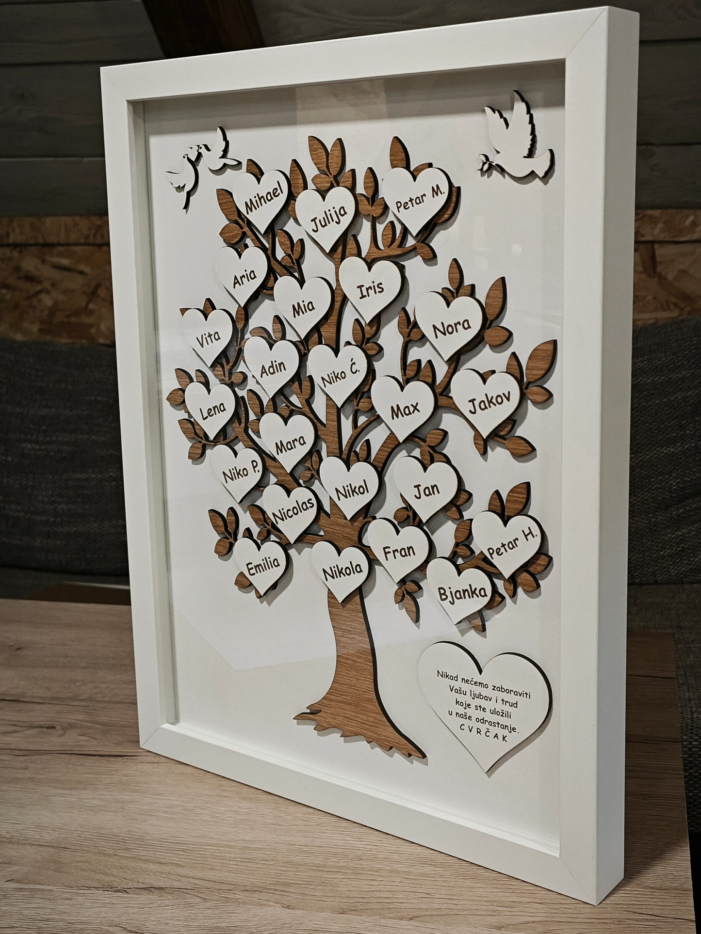 🌳 Personalizirano Obiteljsko Drvo – Unikatni Poklon u Okviru 🎁