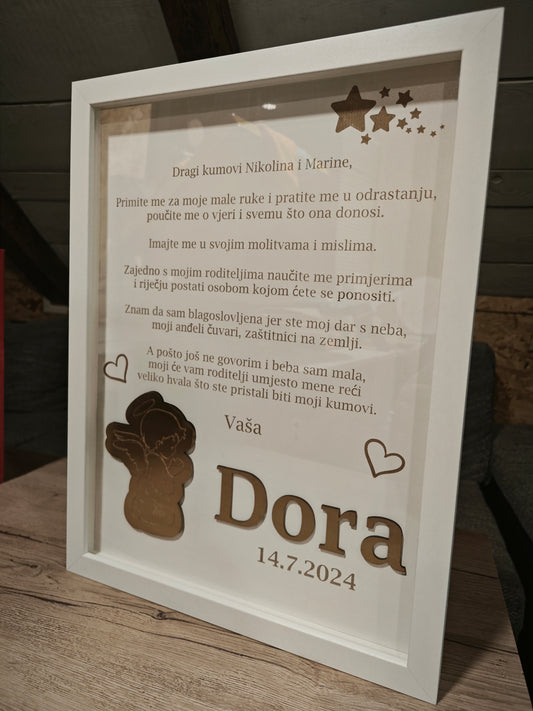 Personalizirani poklon za kumove  – zahvalnica s imenom i datumom